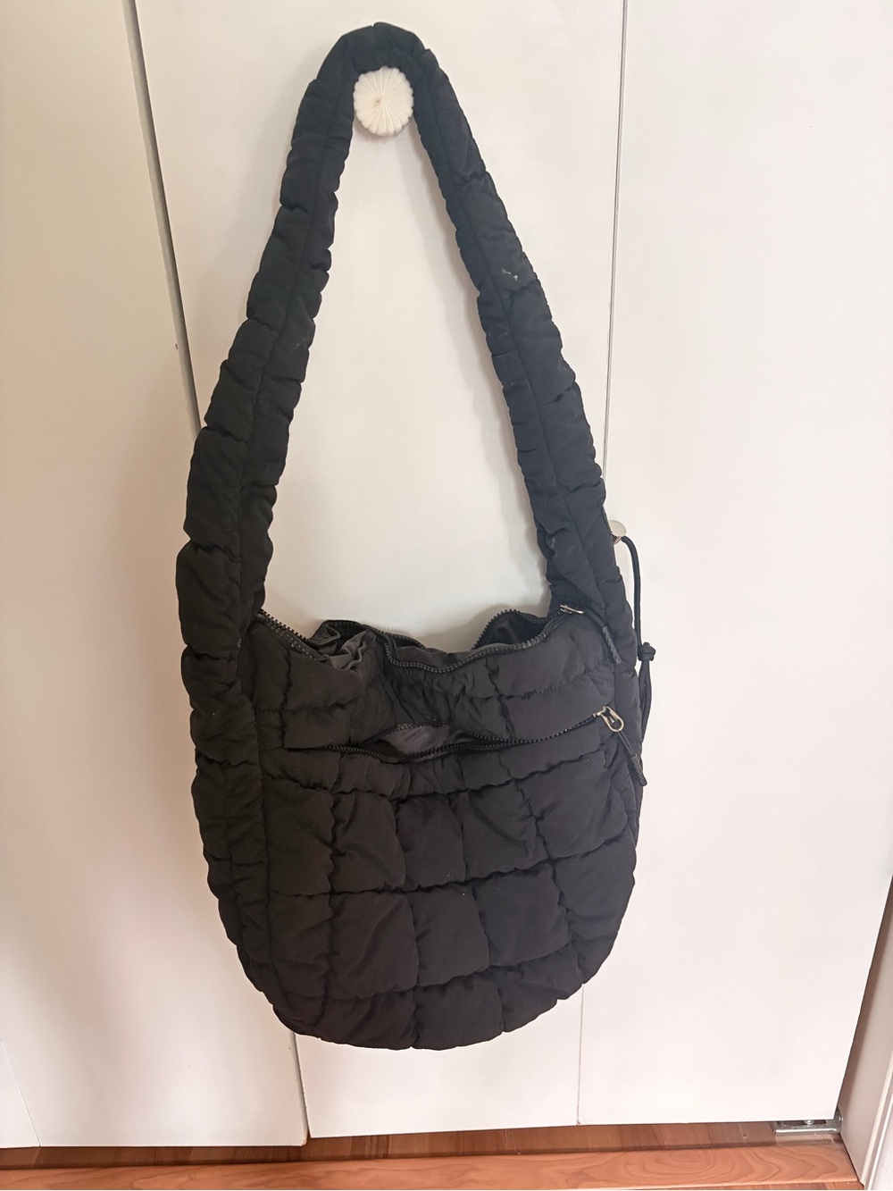 Black Quilted Shoulder Bag - Puffer Style. FP DUPE
